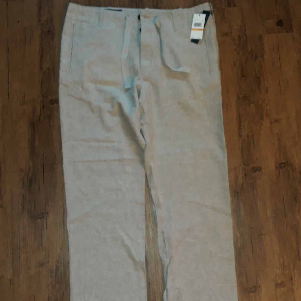 Perry Ellis Linen Cotton Drawstring Pants